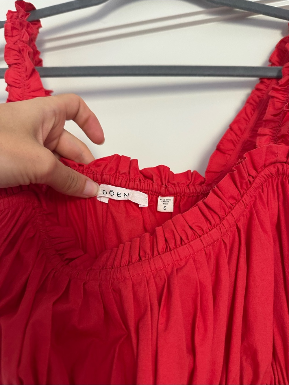 Doen Marianne Red Cotton Poplin Maxi Dress - Picture 6 of 6